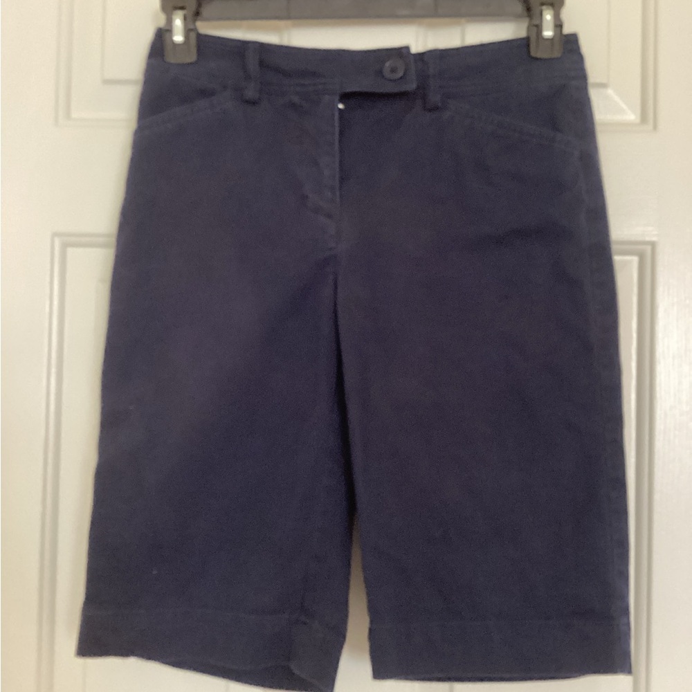 Jones New York Blue Long Bermuda Shorts Cotton Blend Sz 4